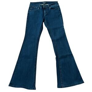 Grace in LA Size 26 Flare Leg Denim Jeans Dark Wash Mid Rise